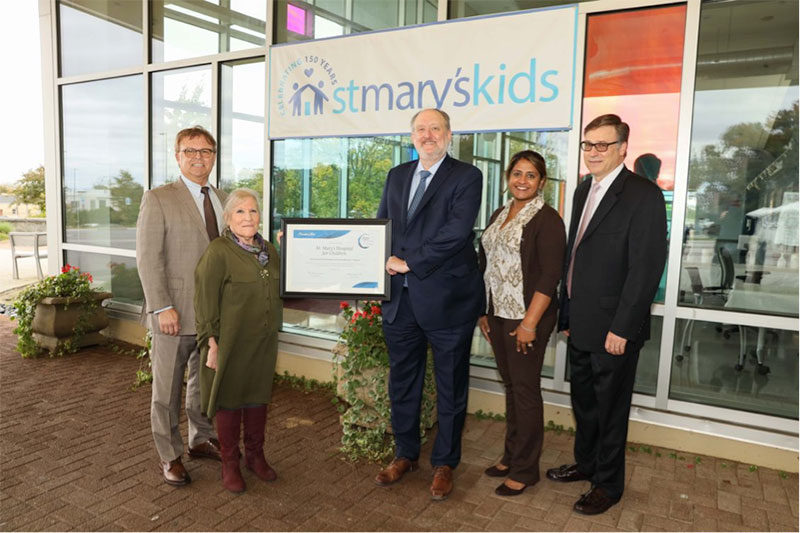 SecureAire Leadership Present St. Mary’s Hospital for Children with First AireWellness Certificate